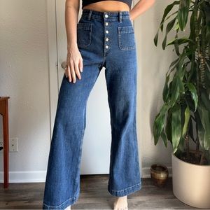 & Other Stories high-waisted denim button up flare jeans